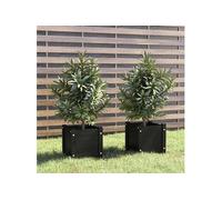 Vidaxl Jardinières D'extérieur 2 Pcs Noir 31x31x31 Cm Bois De Pin