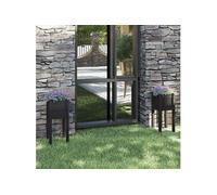 Jardinières d'extérieur 2 pcs Noir 31x31x70 cm Bois de pin