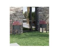 vidaXL Jardinières d'extérieur 2pcs Gris 40x40x70cm Bois de pin massif Gris G