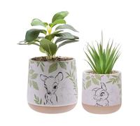 Jardinières - DISNEY - Bambi Forest - Lot de 2 - Céramique - Plantes artificielles - Blanc