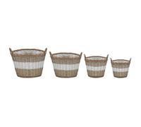 Jardinières en osier - vidaxl - Lot de 4 pièces - Marron et blanc - Artisanal - Doublure en PE - 22/14 x 23 cm