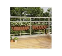 Jardinières murales 2 pcs en coco noir 61x19x16 cm acier