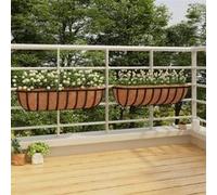 Jardinières murales 2 pcs en coco noir 61x19x16 cm acier Noir G