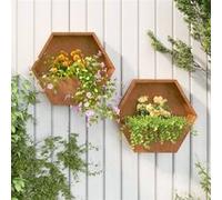 Vidaxl Jardinières Murales 2 Pcs Gris Acier Corten 46x10x40 Cm