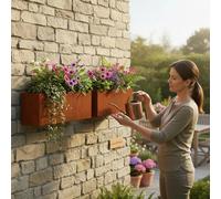 Jardinières murales 2 pièces en acier Corten rouillé 53x10x17 cm Brun