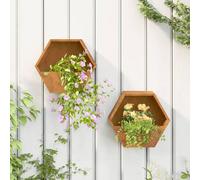 Vidaxl Jardinières Murales 2 Pcs Gris Acier Corten 30x10x25 Cm