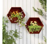 vidaXL Jardinières Murales 2 pcs, Lits Surélevé, Bacs à Fleurs, Pots de Plantes, Boîtes à Fleurs Jardin Patio Terrasse, Rouillé Acier Corten 46x10x40 cm