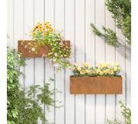 vidaXL Jardinières Murales 2 pcs, Lits Surélevé, Bacs à Fleurs, Pots de Plantes, Boîtes à Fleurs Jardin Patio Terrasse, Rouillé Acier Corten 53x10x17 cm