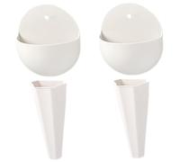 Jardinières murales pour plantes d'intérieur 4 PCS jardinières murales succulentes auto-adhésives sans perforation avec crochets autocollants petit support de plante mural suspendu pot suspendu blanc