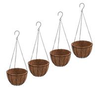 Jardinières suspendues 4 pcs avec doublure coco Noir Ø 35x52 cm vidaXL