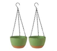 Jardinières suspendues avec drainage, auto-arrosage pour intérieur et extérieur, pots de jardin en plastique avec chaînes ventilées pour balcon, terrasse (bleu)