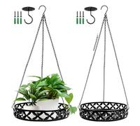 Jardinières Suspendues En Métal Noir,Panier De Fleurs À Suspendre En Métal Avec Crochet De Plafond,Chaîne De Suspension,Pots De Fleurs À Suspendre,Pot De Décoration A Suspendre Pour Plantes(22Cm,25Cm)