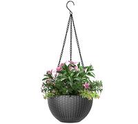 Jardinières Suspendues Panier de Jardinière Suspendu en Plastique Paquet de 1 Pot de Fleur Suspendu avec De Chaîne et Trou de Drainage pour Intérieur Extérieu Jardin Plantes Herbes Fleurs, Gris