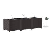 Jardinières Vidaxl Avec Système D'irrigation D'eau 3 Pcs Marron