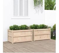 Jardinières - VIDAXL - Bois de pin massif - Rectangulaire - Beige et Noir - Grande capacité