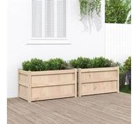 Jardinières - VIDAXL - Bois de pin massif - Rectangulaire - Beige et Noir - Grande capacité Beige G