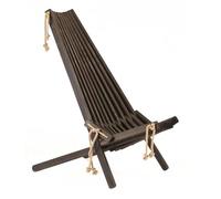 Jardinion Chaise Longue Relax Bois Pin Noir, Pliante sans Coussin, Jardin Terrasse Balcon