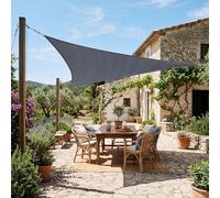 Jardinion voile d’ombrage 3,6 x 3,6 x 3,6 m grise triangulaire - protection solaire terrasse, HDPE 180 g/m², voile avec protection UV, jardin balcon camping