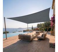 Jardinion voile d’ombrage 3 x 5 m gris rectangulaire - protection solaire terrasse, HDPE 180 g/m², voile d’ombre avec protection UV, jardin balcon camping