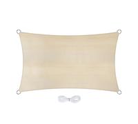 Jardinion Voile d'ombrage rectangulaire 2 x 5m beige, ombrage élevé, perméable, avec corde