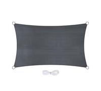 Jardinion Voile d'ombrage rectangulaire 2 x 5m gris, ombrage élevé, perméable, avec corde