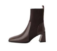 Jardins Plateau avec Chaussettes Cheville Tricoté à Talons Grosse et Carré Vintage Français Bottes Longues de, marron, 39 EU
