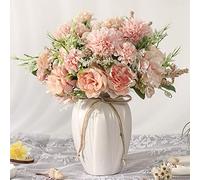 JARELING Bouquet de pivoines artificielles dans Un Vase, Bouquet de pivoines artificielles en Soie avec Vase, Arrangement de Fleurs artificielles pour décoration de Maison, Table, Salle à Manger