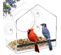Jarkyfine Mangeoire à Oiseaux de fenêtre avec ventouses puissantes - Mangeoires Transparentes pour Oiseaux pour Observation en extérieur, Robuste et Durable, Facile à Nettoyer et à remplir, pour