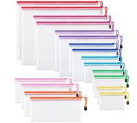 JARLINK Lot de 18 pochettes en maille avec fermeture éclair - 8 tailles - Imperméables - Multifonctions - Pour fournitures de bureau, cosmétiques, accessoires de voyage