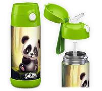 Jarlson® Gourde Enfant CHARLI [350ml] Bouteille Isotherme Anti Fuite avec Paille pour Garçons & Filles - Sans BPA & Phthalates - Gourde Inox pour École, Maternelle & Sport (Panda)