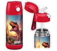 Jarlson Gourde Enfant Inox CHARLI - Bouteille Isotherme Enfant 350 ML - Gourdes sans BPA - avec de la Paille - pour l'école, Les Sports et la Maternelle - 350ml