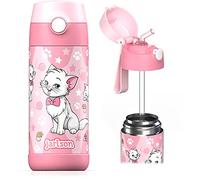 Jarlson® Gourde Enfant CHARLI [350ml] Bouteille Isotherme Anti Fuite avec Paille pour Garçons & Filles - Sans BPA & Phthalates - Gourde Inox pour École, Maternelle & Sport (Chat 2)