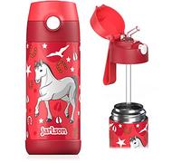 Jarlson® Gourde Enfant CHARLI [350ml] Bouteille Isotherme Anti Fuite avec Paille pour Garçons & Filles - Sans BPA & Phthalates - Gourde Inox pour École, Maternelle & Sport (Cheval)