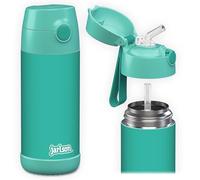 Jarlson® Gourde Enfant CHARLI [350ml] Bouteille Isotherme Anti Fuite avec Paille pour Garçons & Filles - Sans BPA & Phthalates - Gourde Inox pour École, Maternelle & Sport (Turquoise)