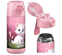 Jarlson® Gourde Enfant CHARLI [350ml] - Bouteille Isotherme Anti Fuite sans Paille pour Garçons & Filles - Sans BPA & Phthalates - Gourde Inox pour École, Maternelle & Sport (Chat 2.0)