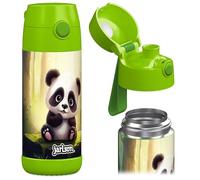 Jarlson® Gourde Enfant CHARLI [350ml] - Bouteille Isotherme Anti Fuite sans Paille pour Garçons & Filles - Sans BPA & Phthalates - Gourde Inox pour École, Maternelle & Sport (Panda)