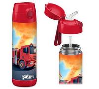 Jarlson® Gourde Enfant CHARLI [500ml] Bouteille Isotherme Anti Fuite avec Paille pour Garçons & Filles - Sans BPA - Gourde Inox pour École, Maternelle & Sport (Rouge pompier)