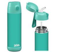 Jarlson® Gourde Enfant CHARLI [500ml] Bouteille Isotherme Anti Fuite avec Paille pour Garçons & Filles - Sans BPA & Phthalates - Gourde Inox pour École, Maternelle & Sport (Turquoise)