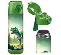 Jarlson® Gourde Enfant CHARLI [500ml] - Bouteille Isotherme Anti Fuite sans Paille pour Garçons & Filles - Sans BPA- Gourde Inox pour École, Maternelle & Sport (Vert dinosaure)