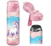 Jarlson® Gourde Enfant CHARLI [500ml] - Bouteille Isotherme Anti Fuite sans Paille pour Garçons & Filles - Sans BPA - Gourde Inox pour École, Maternelle & Sport (Rose licorne)