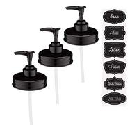 Jarmazing Products Mason Jar Lot de 3 couvercles pour distributeur de savon en plastique Noir