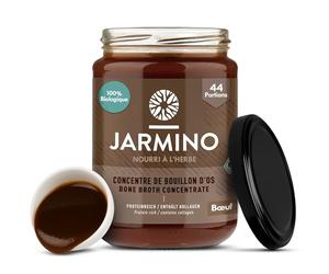 JARMINO Bouillon d’Os Bio Concentré, Bone Broth de Bœuf Élevé en Pâturage et Nourri à l’Herbe, Bouillon Liquide avec Collagène Types 1 2 3, Keto Paleo AIP, Halal, 440 g, 44 Portions