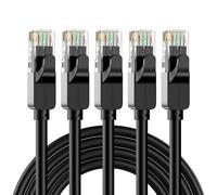 JARNHNG Câble Ethernet 5x3M Cat 6, Câble Internet Haute Vitesse 10gbps, Cordon de Raccordement Lan RJ45 Noir, Câble Ethernet Long Pour Jeux, Ordinateur, Télévision (Complet)