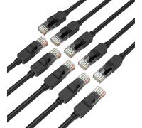 JARNHNG Câble Ethernet Cat 6 1m, Câble Internet Haute Vitesse 10gbps, Cordon de Raccordement Lan RJ45 Noir, Câble Ethernet Long Pour Jeux, Ordinateur, Télévision, Routeur, Modem, Bornier