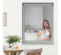 jarolift 4 en 1 Zanzara Moustiquaire Enroulable Pour fenêtres, Cadre En Aluminium, Toile En Fibre De Verre Robuste, 160 x 180 cm (larg x H), Argent