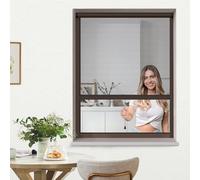 jarolift 4 en 1 Zanzara Moustiquaire Enroulable Pour fenêtres, Cadre En Aluminium, Toile En Fibre De Verre Robuste, 70 x 130 cm (larg x H), Marron