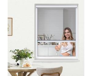 jarolift 4 en 1 Zanzara Moustiquaire Enroulable Pour fenêtres, Cadre En Aluminium, Toile En Fibre De Verre Robuste, 100 x 160 cm (larg x H), Blanc