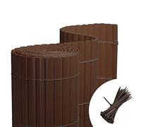 jarolift Canisse en PVC Brise Vue pour Jardin Balcon Terrasse, Extérieur Balcon Clôture Résistante aux Intempéries, 80 x 1000 cm (2X 5m De Longueur),Marron, Inclus 100 Serre-Câbles Marron
