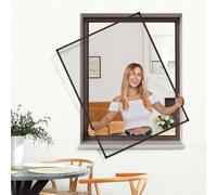 jarolift Moustiquaire De Fenêtre Profi Line, Moustiquaire À Cadre Tendu En Aluminium, Individuellement Découpable, 80cm x 150cm, Couleur Du Cadre: Marron