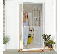 jarolift Profi Line Moustiquaire de porte, tissu en fibre de verre, avec cadre en aluminium, moustiquaire de porte, 120 x 220 cm, longueur et largeur ajustables, blanc